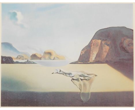 After Salvador Dali. The Transparent Simulacrum of the Feigned Image, print, 21cm x 26cm, framed.