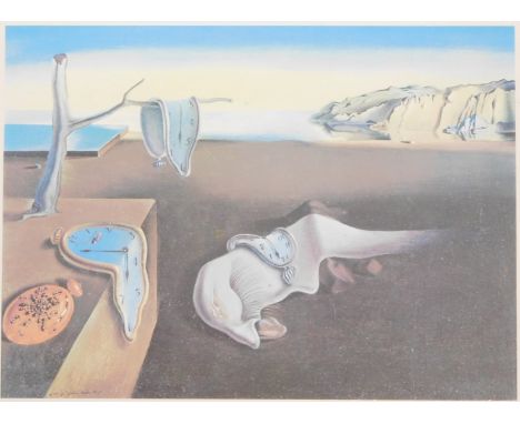 After Salvador Dali. The Persistence of Memory, print, 19cm x 25cm, framed.