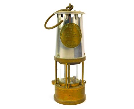 A Protector Lamp and Lighting Company Eccles miner's lamp, type S, with swing handle, 25cm high. 