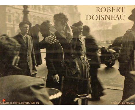 Le Baiser de L'Hotel de Villes Paris. A framed movie poster print for Robert Doisneau, 1950, 60cm x 80cm, in silvered frame.