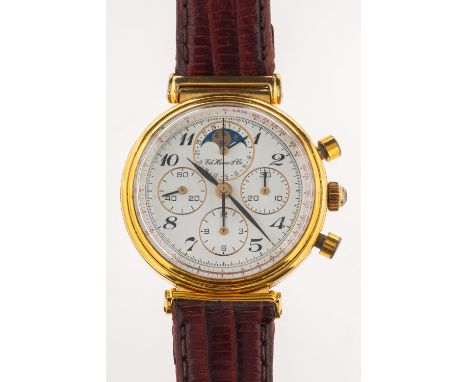 Heuer and Co. a gentleman's chronograph moonphase 125th Anniversary wristwatch the dial having three subsidiary dials for sec