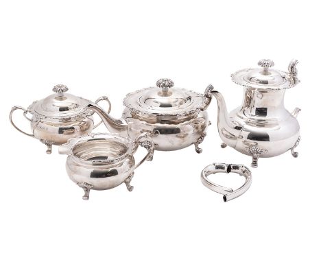 An Elizabeth II silver four piece tea and coffee service by Cooper Brothers &amp; Sons Ltd, Sheffield 1952, with Coronation d