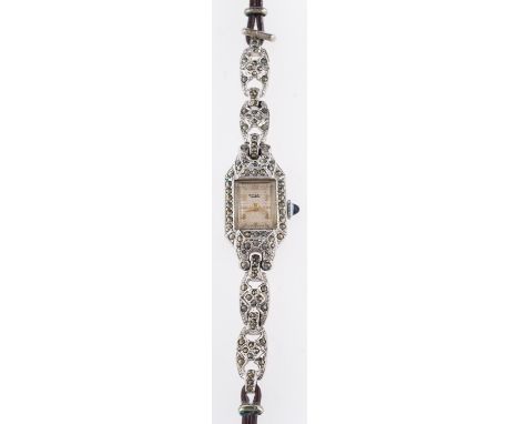 Rotary, a lady's stainless steel and paste cocktail watch the cream dial with raised baton and Arabic numerals, the stainless
