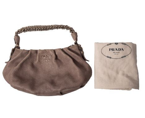 Prada. A Prada shoulder bag in the colour 'Astro', with silver hardware and chain strap. Measuring approx. 36.5cm x19cm x 11c