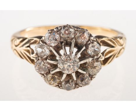 A Victorian diamond cluster ring, the flowerhead cluster of openwork design and set with old-cut diamonds, diamonds approx. 0