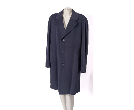 Burberry of London; a men's blue wool overcoat probably size 42 chest.