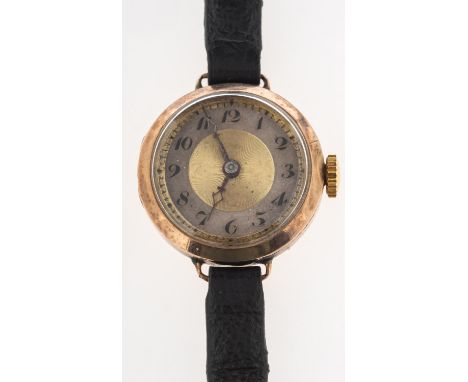 Rolex Prima a lady's 9ct gold wristwatch the round dial with silvered chapter ring having black Arabic numerals and decorativ