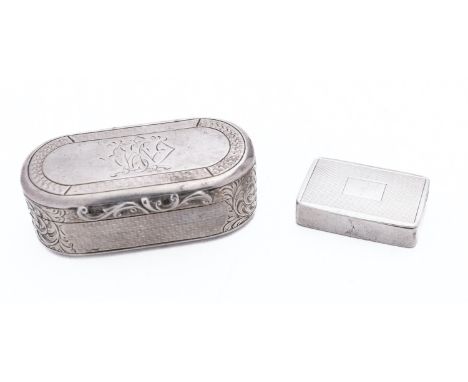A Victorian silver snuff box by George Unite, Birmingham 1864, of rounded rectangular form, with a modern silver snuff box Bi