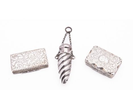 A Victorian silver vinaigrette by Gervase Wheeler, Birmingham 1843, of rectangular form, engraved and engine turned decoratio