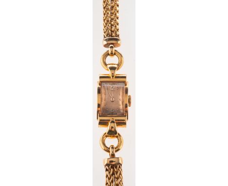 Patek, Philippe & Co., an 18ct gold lady's wristwatch the copper/pink dial signed Patek, Phillipe & Co., Geneve and having Ar