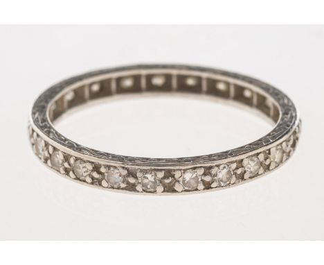 A full diamond eternity ring, set with twenty-two single-cut diamonds (one diamond missing), diamonds approx. 0.22 carat tota