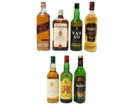 Ballantine's Finest Scotch Whisky, blend 43% vol 1 litre (one bottle), VAT 69 Finest Scotch Whisky, 40% 70cl (one bottle), Jo
