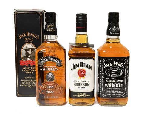 Jack Daniel's Old No.7 Tennessee Whiskey, 1850-2000 "Mr Jack Daniel's 150th Birthday" screen print bottling, 43% vol 1 litre 