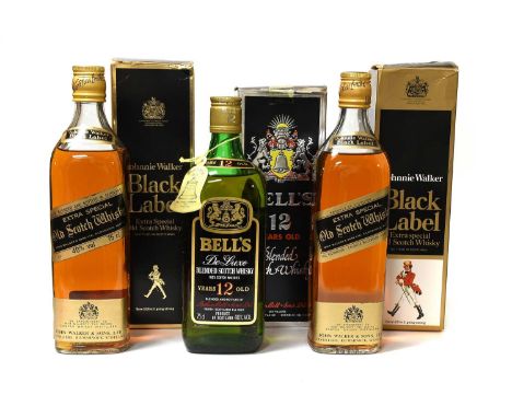 Johnnie Walker Black Label Extra Special Old Scotch Whisky, 40% vol 75cl (two bottles), Bell's 12 Year Old Blended Scotch Whi