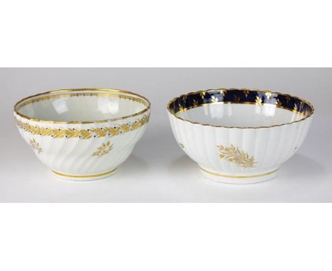 A rare Coalport shanked bowl, circa 1798-1814, enamelled in Chamberlain's L'amitie pattern, 16cm diameter and a further bowl,