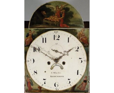 An early 19th century oak crossbanded mahogany eight day longcase clock, the 13 inch arched painted dial signed 'G.Wheeler, B