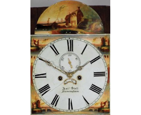 A Victorian mahogany longcase clock, the 13½ inch arched painted dial signed 'Ant Stoll, Birmingham', with centre subsidiary 