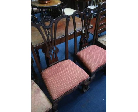 Pair mahogany Chippendale style chairs