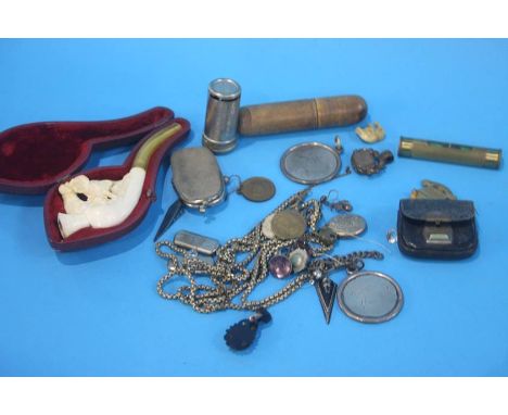 Bag of assorted including a Meerschaum pipe etc.