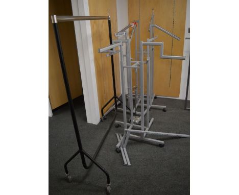 *3 adjustable tubular metal clothes hanging stands, clothes rail &amp; small metal circular stand