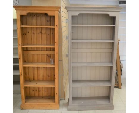 *2 pine shelf units/bookcases, largest 183cm x 91cm