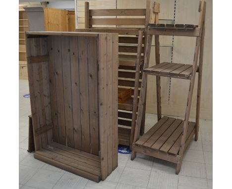*2 pine 'A' frame shop display units &amp; a crate stand
