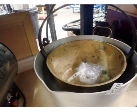 Two jam pans to include brass pan. Not available for in-house P&amp;P 