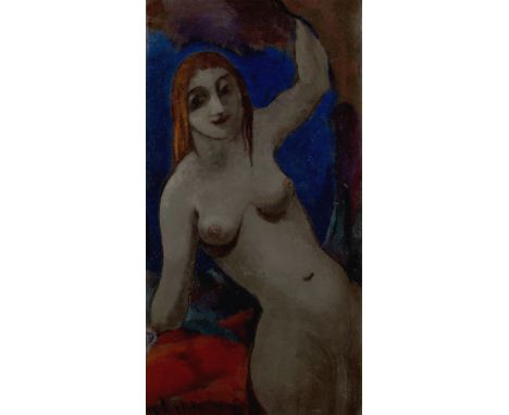 Harry Phelan Gibb,&nbsp;British 1870-1948 -&nbsp;Woman;&nbsp;oil on panel, signed lower right 'Gibb', 54.4 x 28 cm&nbsp;