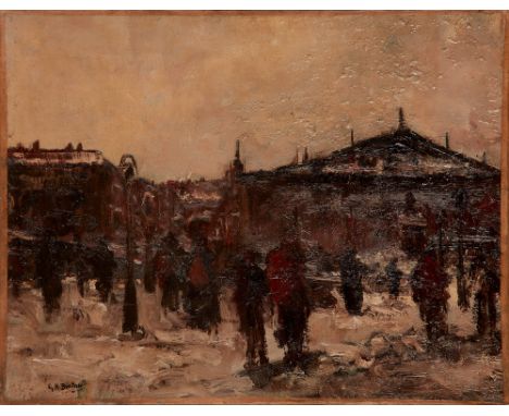George Hendrik Breitner,&nbsp;Dutch 1857-1923 -&nbsp;Nieuwmarkt, Amsterdam;&nbsp;oil on canvas, signed lower left 'G.H. Breit