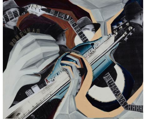 Anna Parkina,&nbsp;Russian b.1979 -&nbsp;White Turn To Be Black, 2008;&nbsp;oil, photocopy, coloured paper, book and poster o