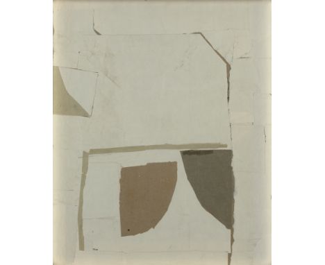 Francis Davison,  British 1919-1984 -   Untitled (white buildings), c.1960-63;   collaged paper on card, signed on the revers