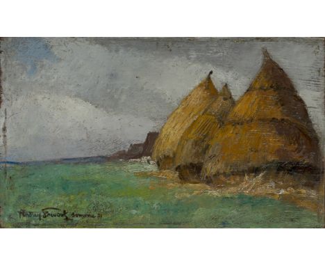 Fernand Andrey-Pr&eacute;vost,&nbsp;French 1890-1961 -&nbsp;Les Meules, 1931;&nbsp;oil on panel, signed and dated lower left 