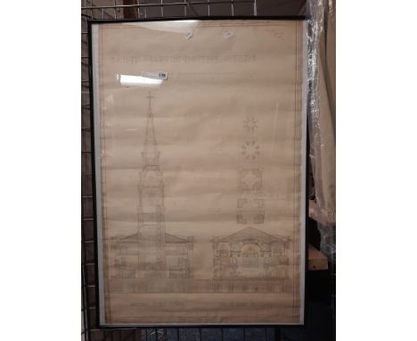 SAINT MARTIN IN THE FIELDS ARCHITECTURAL FRAMED DRAWING - SIGNED 98CM (H) X 65CM (W)