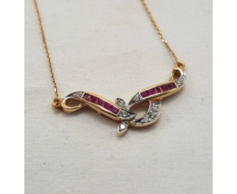 18CT RUBY &amp; DIAMOND NECKLACE WITH GUARANTEE CERTIFICATE