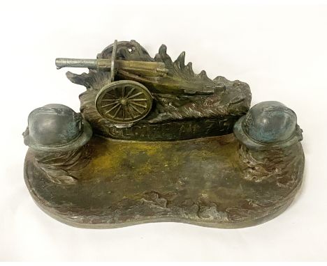 INKWELL BASED ON A FRENCH 75MM FIELD GUN 75 QUICK FIRING MILITARY ARTILLERY 10.5CMS (H) APPROX
