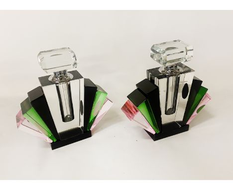 PAIR OF ART DECO STYLE FAN SCENT BOTTLES 12CMS (H) APPROX