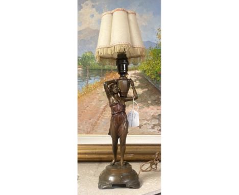 ART DECO FEMALE FIGURE TABLE LAMP