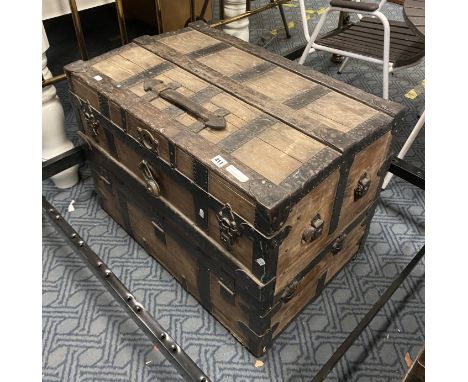 IRON BOUND OAK TRAVEL TRUNK
