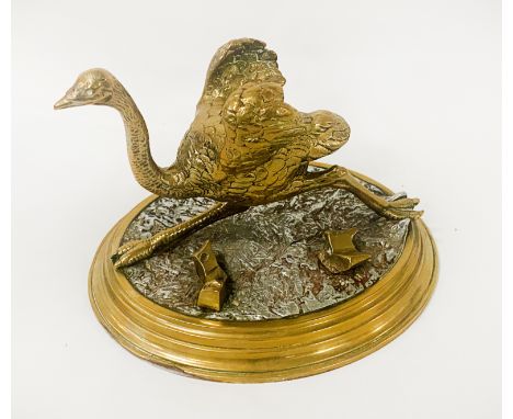 BRASS OSTRICH INKWELL - 13.5 CMS (H) APPROX