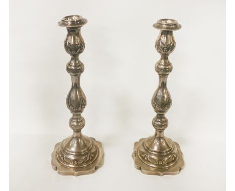 HM SILVER CANDLESTICKS INSCRIBED - PRESENTED TO MR PILLAR - 508 GRAMS APPROX