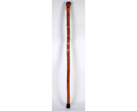 JAPANESE CARVED BAMBOO WALKING STICK, three garden sprays, set of FOUR LONG BEECH HANDLED WOOD TURNING CHISELS, boxwood handl