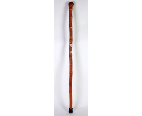 JAPANESE CARVED BAMBOO WALKING STICK, three garden sprays, set of FOUR LONG BEECH HANDLED WOOD TURNING CHISELS, boxwood handl