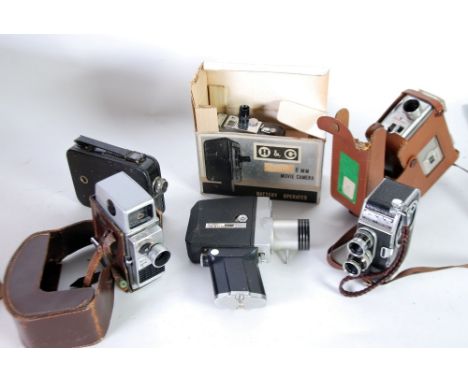 SIX 8mm MOVIE/CINE CAMERAS, comprising; Paillard B8, Kodak Brownie Movie Camera II, H & G 'Cadet' Prinz Sabre, CDS Z-1, CINE 