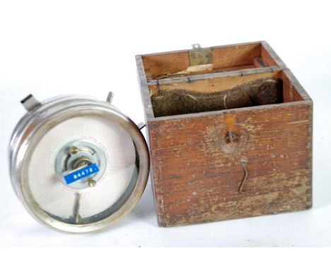 AN OAK CASED CHROME PLATED RACING PIGEON CLOCK 