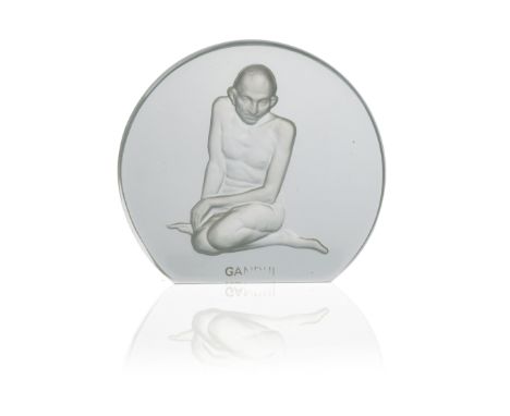Rene Lalique, a Gandhi glass paperweight, model Paperweight-Gandhi, designed circa 1929, polished and frosted, etched mark R 