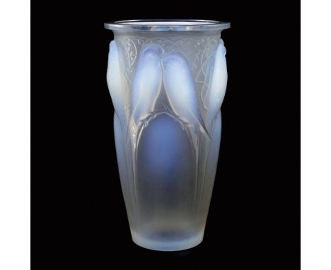 Rene Lalique, a Ceylan opalescent glass vase, model 905, designed circa 1924, frosted, wheel engraved mark R Lalique, France,