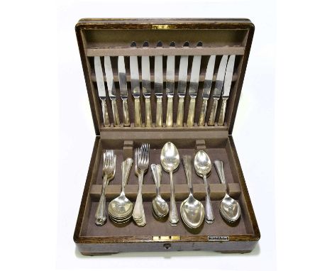 MAPPIN &amp; WEBB; a Elizabeth II hallmarked silver fifty piece table canteen of cutlery and flatware, Sheffield 1977, approx