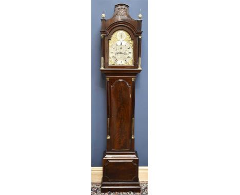 WILLIAM VALE, LONDON; a George III mahogany eight day longcase clock, the silvered dial with Roman numerals, with subsidiary 