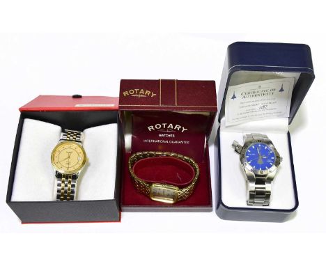 Three watches, comprising Tissot, Concord, and Rotary (3)