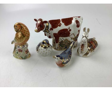 ROYAL CROWN DERBY; five animal form paperweights to include 'Daisy Cow', 'Sun Parakeet', 'Llama', etc.Condition Report: All b